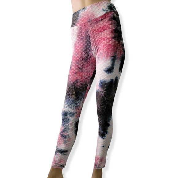 Tik Tok Tye Die Anti-Cellulite Pink&Gray Leggings - Picture 1 of 10